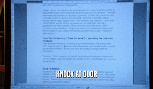 KNOCK AT DOOR  