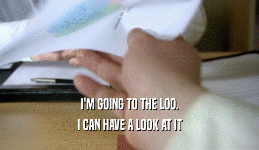 I'M GOING TO THE LOO. I CAN HAVE A LOOK AT IT 