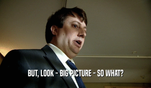 BUT, LOOK - BIG PICTURE - SO WHAT?  