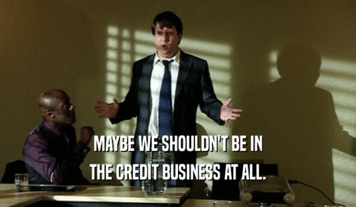 MAYBE WE SHOULDN'T BE IN THE CREDIT BUSINESS AT ALL. 