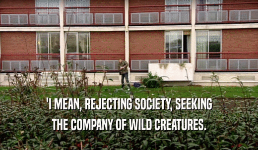 'I MEAN, REJECTING SOCIETY, SEEKING THE COMPANY OF WILD CREATURES. 