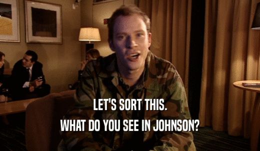 LET'S SORT THIS. WHAT DO YOU SEE IN JOHNSON? 