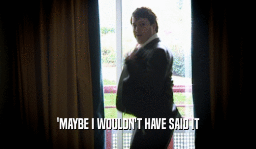 'MAYBE I WOULDN'T HAVE SAID IT  