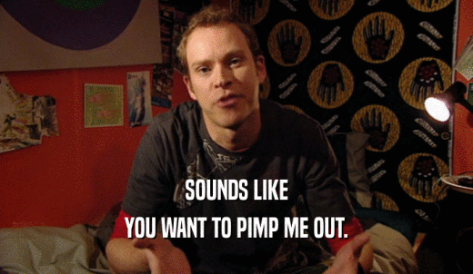 SOUNDS LIKE YOU WANT TO PIMP ME OUT. 