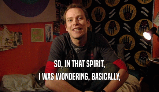 SO, IN THAT SPIRIT, I WAS WONDERING, BASICALLY, 