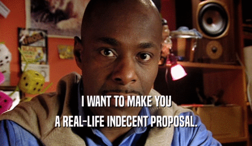 I WANT TO MAKE YOU A REAL-LIFE INDECENT PROPOSAL. 