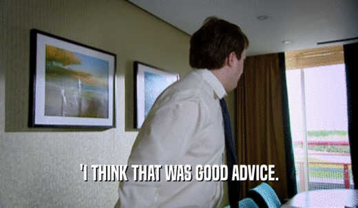 'I THINK THAT WAS GOOD ADVICE.  