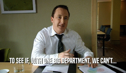 TO SEE IF, WITH ONE BIG DEPARTMENT, WE CAN'T...  