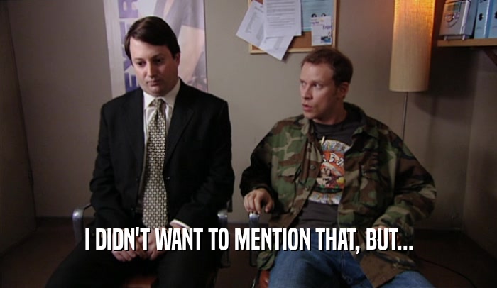I DIDN'T WANT TO MENTION THAT, BUT...  