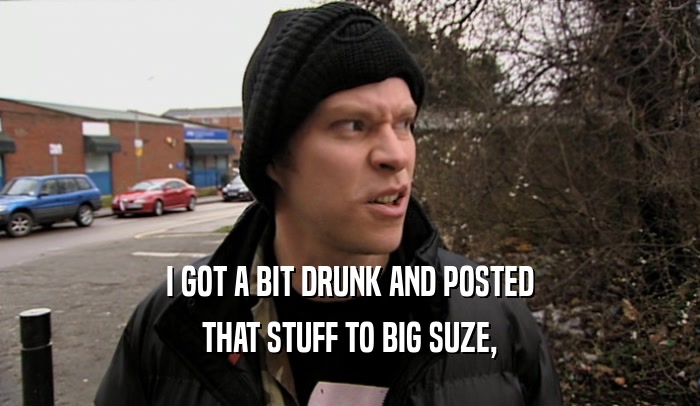 I GOT A BIT DRUNK AND POSTED THAT STUFF TO BIG SUZE, 
