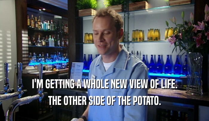 I'M GETTING A WHOLE NEW VIEW OF LIFE. THE OTHER SIDE OF THE POTATO. 