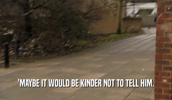 'MAYBE IT WOULD BE KINDER NOT TO TELL HIM.  