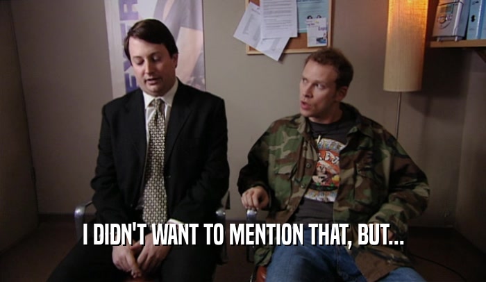 I DIDN'T WANT TO MENTION THAT, BUT...  