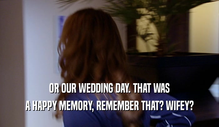 OR OUR WEDDING DAY. THAT WAS A HAPPY MEMORY, REMEMBER THAT? WIFEY? 