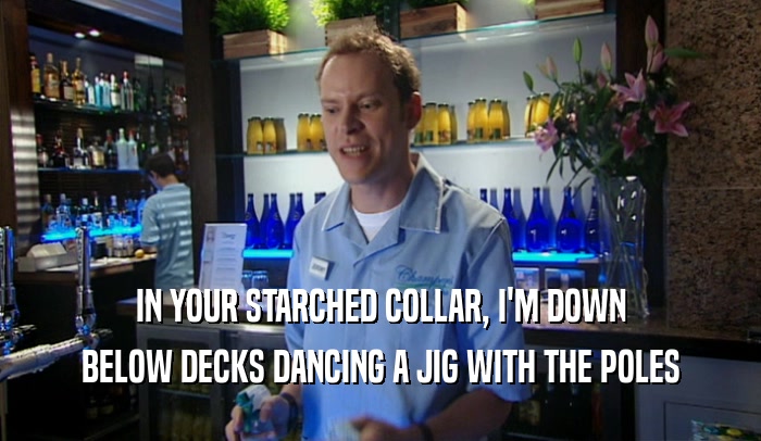 IN YOUR STARCHED COLLAR, I'M DOWN BELOW DECKS DANCING A JIG WITH THE POLES 