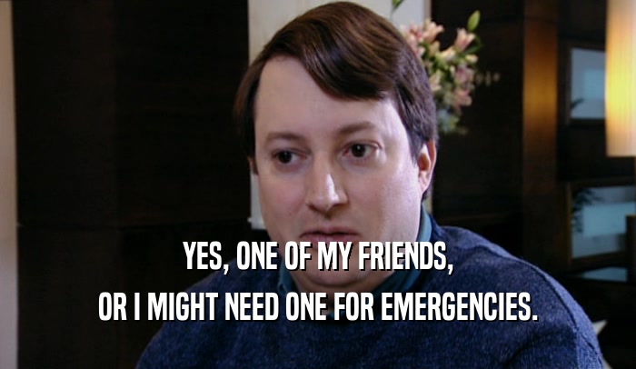 YES, ONE OF MY FRIENDS,
 OR I MIGHT NEED ONE FOR EMERGENCIES.
 