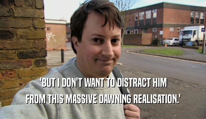 'BUT I DON'T WANT TO DISTRACT HIM FROM THIS MASSIVE DAWNING REALISATION.' 