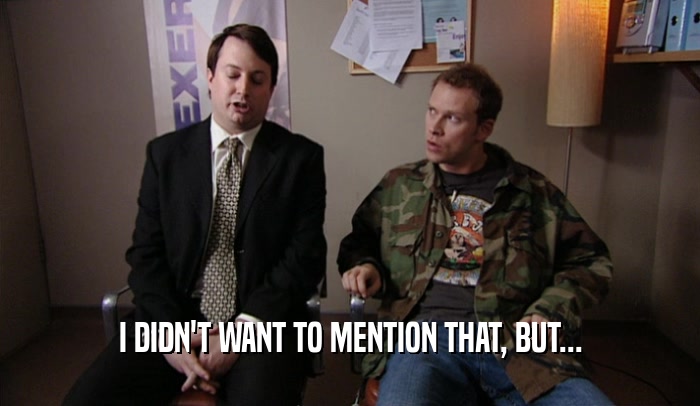 I DIDN'T WANT TO MENTION THAT, BUT...  