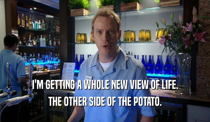 I'M GETTING A WHOLE NEW VIEW OF LIFE. THE OTHER SIDE OF THE POTATO. 