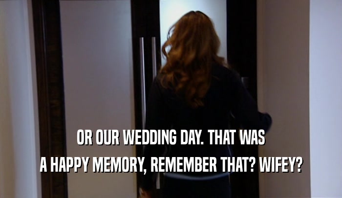 OR OUR WEDDING DAY. THAT WAS A HAPPY MEMORY, REMEMBER THAT? WIFEY? 