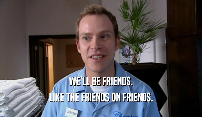 WE'LL BE FRIENDS. LIKE THE FRIENDS ON FRIENDS. 