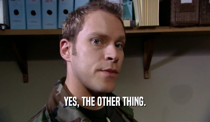 YES, THE OTHER THING.  