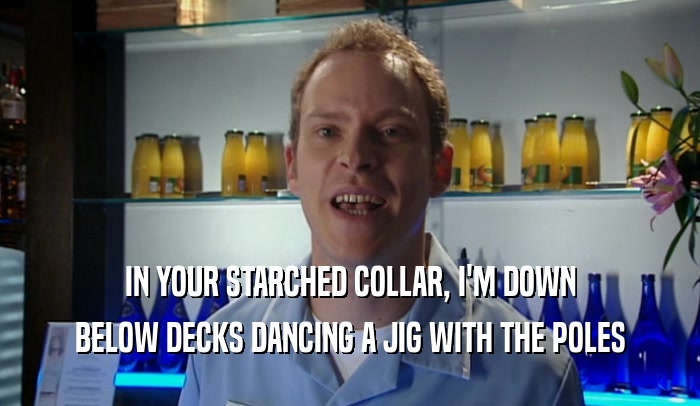 IN YOUR STARCHED COLLAR, I'M DOWN BELOW DECKS DANCING A JIG WITH THE POLES 