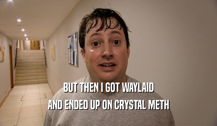 BUT THEN I GOT WAYLAID
 AND ENDED UP ON CRYSTAL METH
 