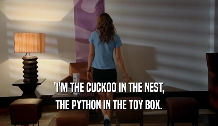 'I'M THE CUCKOO IN THE NEST, THE PYTHON IN THE TOY BOX. 