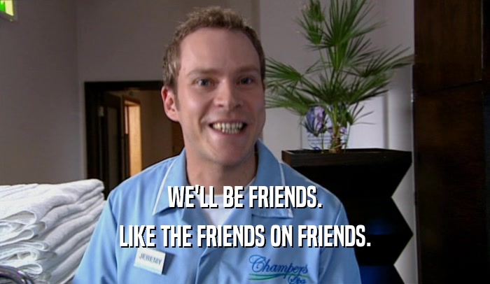 WE'LL BE FRIENDS. LIKE THE FRIENDS ON FRIENDS. 