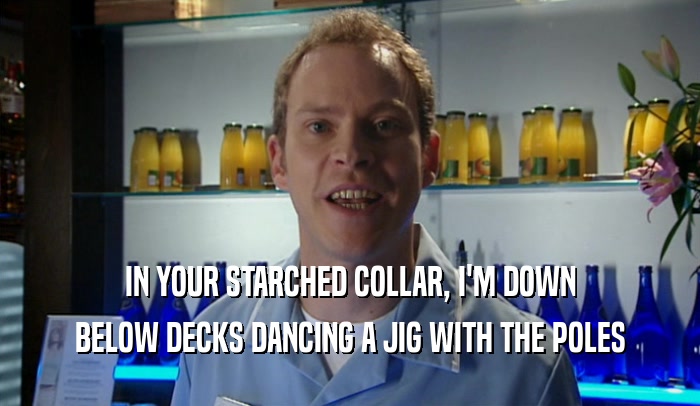 IN YOUR STARCHED COLLAR, I'M DOWN BELOW DECKS DANCING A JIG WITH THE POLES 