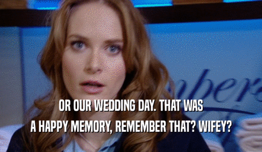 OR OUR WEDDING DAY. THAT WAS A HAPPY MEMORY, REMEMBER THAT? WIFEY? 