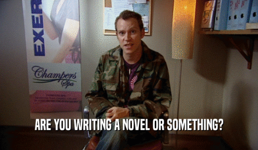 ARE YOU WRITING A NOVEL OR SOMETHING?  