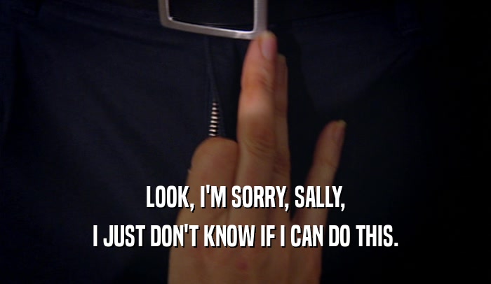LOOK, I'M SORRY, SALLY, I JUST DON'T KNOW IF I CAN DO THIS. 