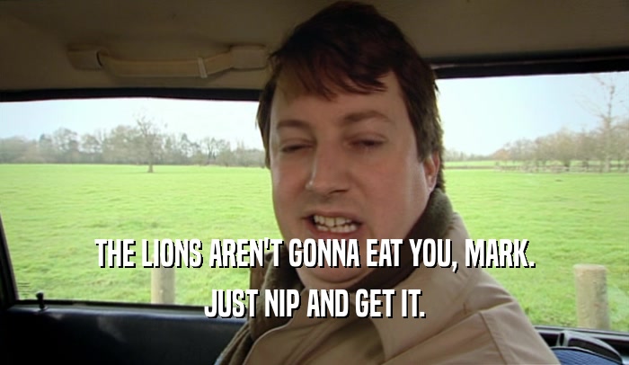 THE LIONS AREN'T GONNA EAT YOU, MARK. JUST NIP AND GET IT. 