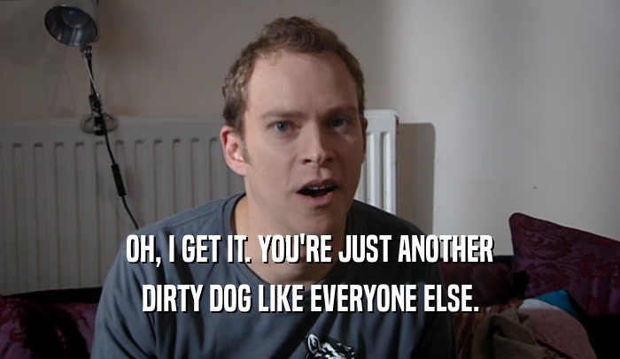 OH, I GET IT. YOU'RE JUST ANOTHER DIRTY DOG LIKE EVERYONE ELSE. 