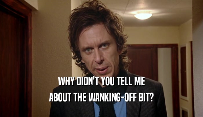 WHY DIDN'T YOU TELL ME ABOUT THE WANKING-OFF BIT? 