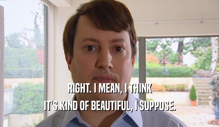 RIGHT. I MEAN, I THINK IT'S KIND OF BEAUTIFUL, I SUPPOSE. 