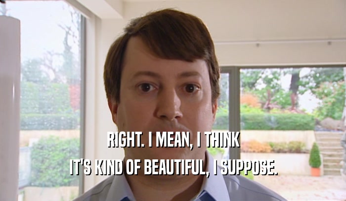 RIGHT. I MEAN, I THINK IT'S KIND OF BEAUTIFUL, I SUPPOSE. 