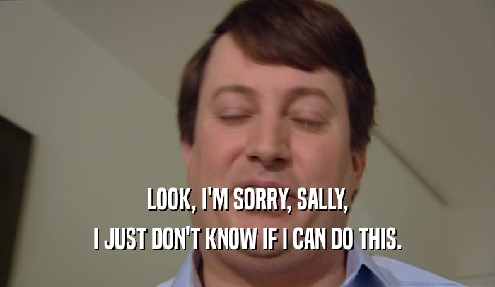 LOOK, I'M SORRY, SALLY, I JUST DON'T KNOW IF I CAN DO THIS. 