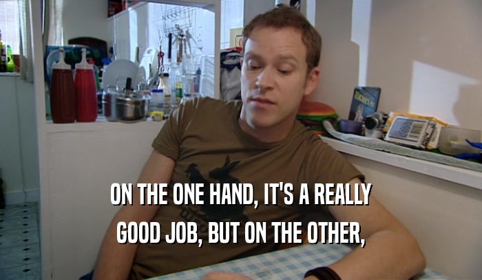ON THE ONE HAND, IT'S A REALLY GOOD JOB, BUT ON THE OTHER, 