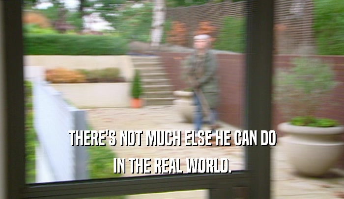 THERE'S NOT MUCH ELSE HE CAN DO IN THE REAL WORLD. 