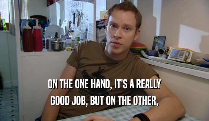 ON THE ONE HAND, IT'S A REALLY GOOD JOB, BUT ON THE OTHER, 