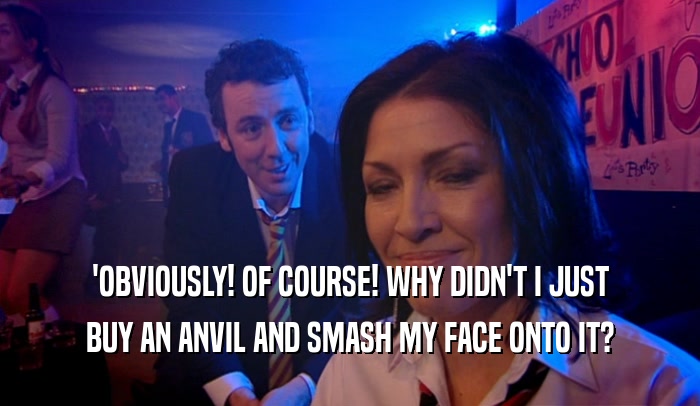 'OBVIOUSLY! OF COURSE! WHY DIDN'T I JUST BUY AN ANVIL AND SMASH MY FACE ONTO IT? 