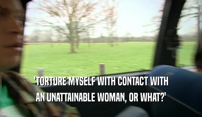 'TORTURE MYSELF WITH CONTACT WITH AN UNATTAINABLE WOMAN, OR WHAT?' 
