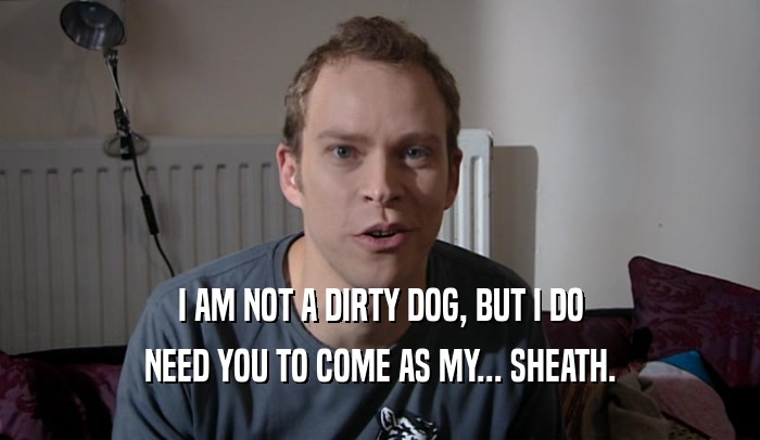 I AM NOT A DIRTY DOG, BUT I DO NEED YOU TO COME AS MY... SHEATH. 
