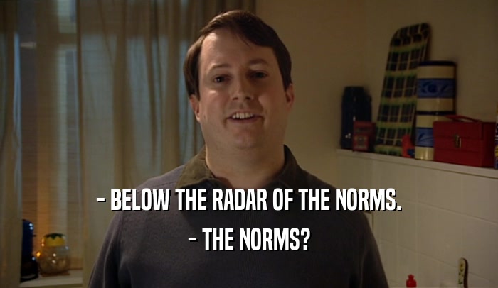 - BELOW THE RADAR OF THE NORMS. - THE NORMS? 