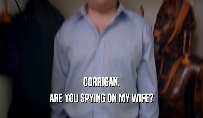 CORRIGAN. ARE YOU SPYING ON MY WIFE? 