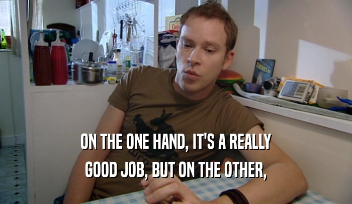 ON THE ONE HAND, IT'S A REALLY GOOD JOB, BUT ON THE OTHER, 