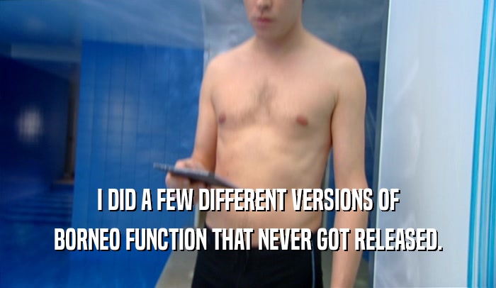 I DID A FEW DIFFERENT VERSIONS OF BORNEO FUNCTION THAT NEVER GOT RELEASED. 